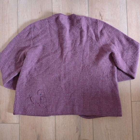 Pendleton Floral Beaded Purple Merino Wool Cardigan XL - Picture 4 of 7